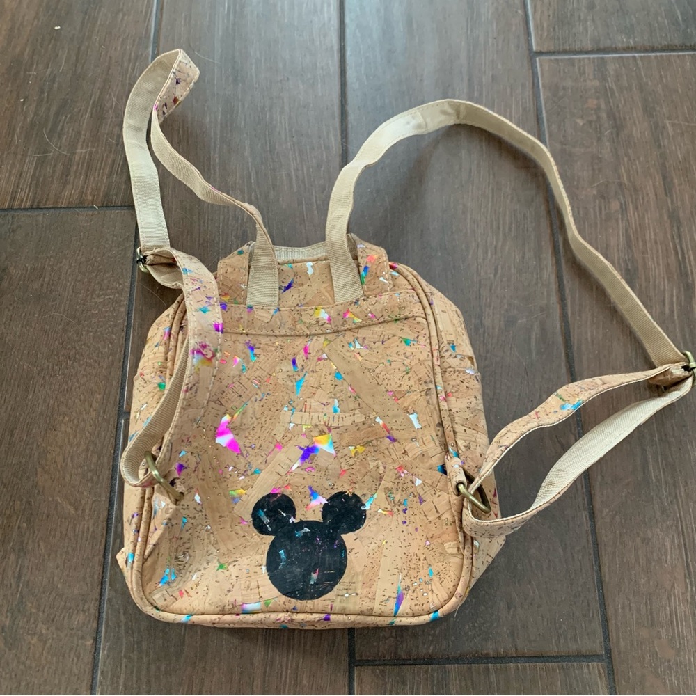 Cork Fabric Backpack with Mickey Mouse